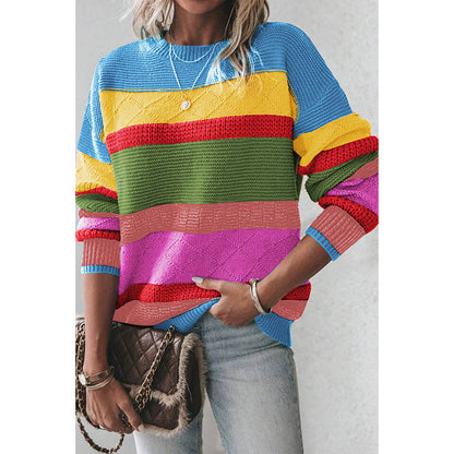 Women’s Retro Drop-Shoulder Sweater – Round Neck Casual Loose-Fit Pullover