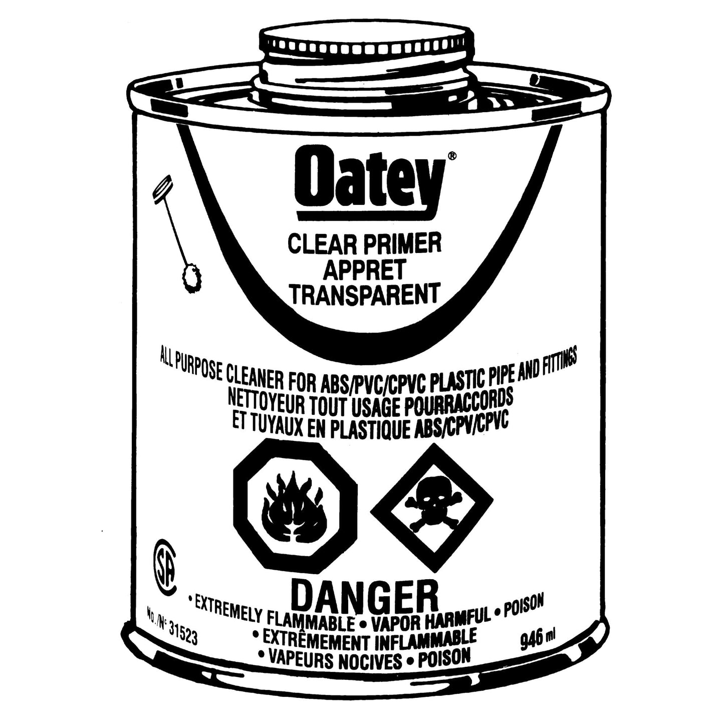 Clear Primer, 946 ml, Brush Top Can