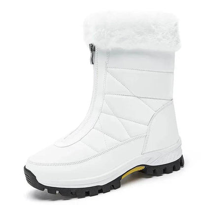 Winter Waterproof Snow Boots Women's Mid-calf Front Zipper