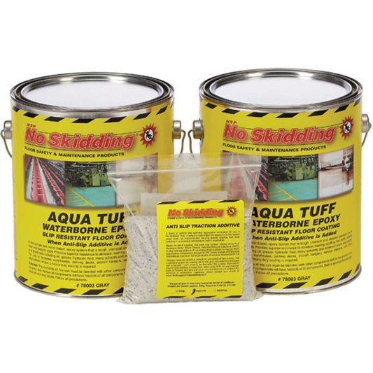 No Skidding® Aqua Tuff 2 Slip-Resistant Floor Coating, 1 gal., Water-Based, Grey