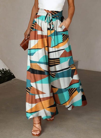 Printed Comfortable Casual High Waist  Wide-leg Floral Palazzo Trousers women
