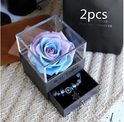 Eternal Flower Rose Jewelry Box for Birthday Presents Valentines Day Wedding Gift Box
