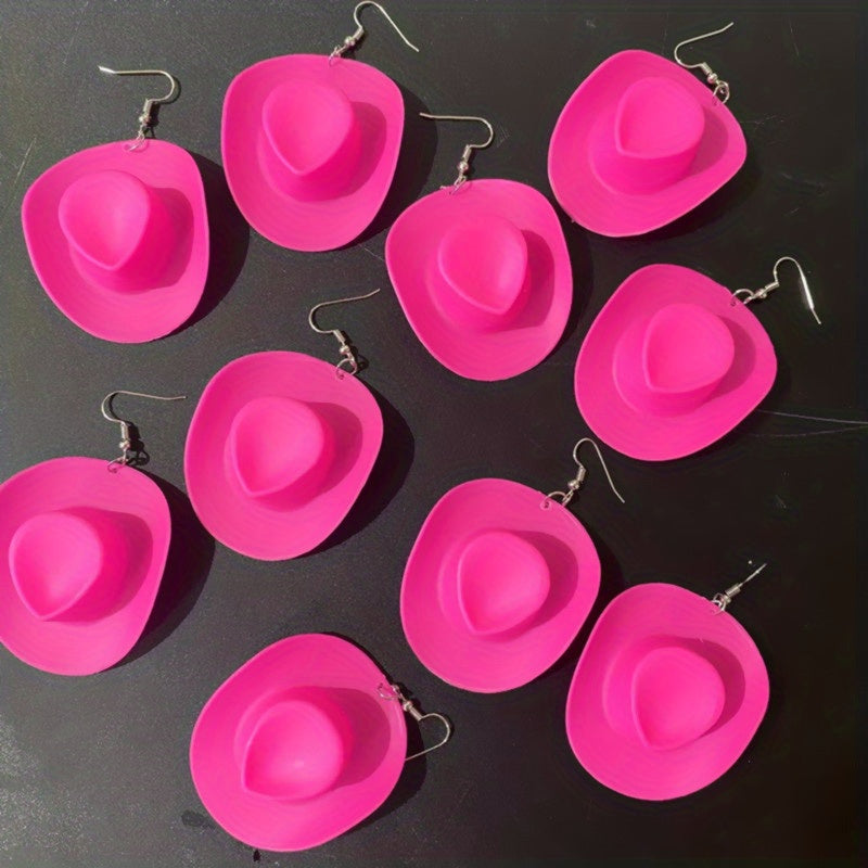 1 Pair Whimsical Disco Cowboy Hat Shaped Dangle Earrings - Drop & Dangle Novelty Jewelry with Funny Party Accessories for Girls and Women - Unique Gift Idea for Birthday, Christmas, or Any Celebration