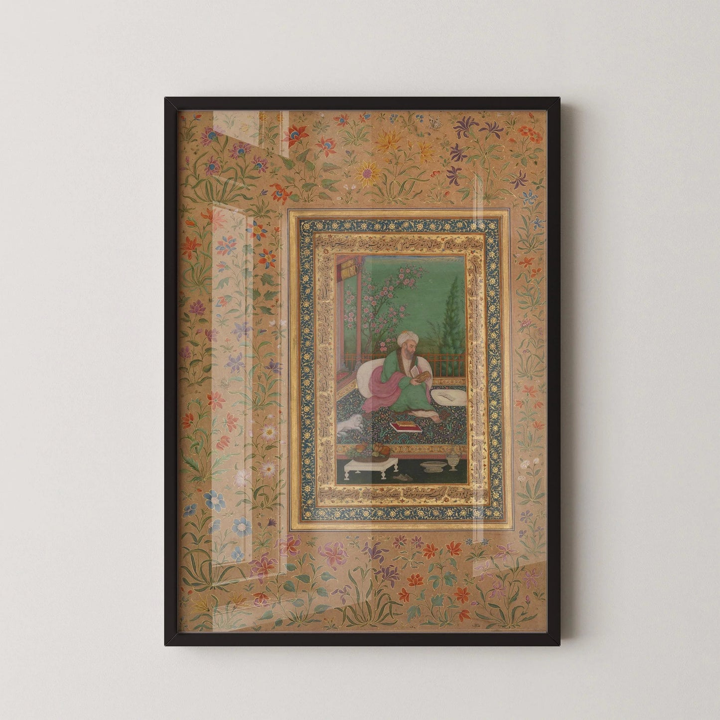 Mughal Art Portrait: Haji Husain Bukhari, 17th Century Giclee Print - Framed Option