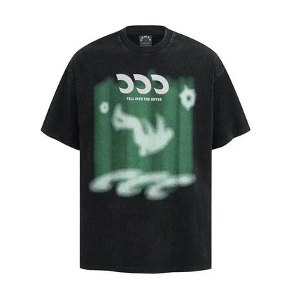 Abstract Pattern Printing Wash Short Sleeve
