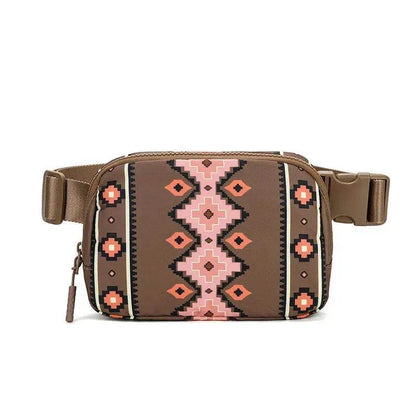 Nouveau sac banane à imprimé bohème avec bandoulière réglable, sac à bandoulière décontracté et tendance pour femme, idéal pour le sport et les activités de plein air