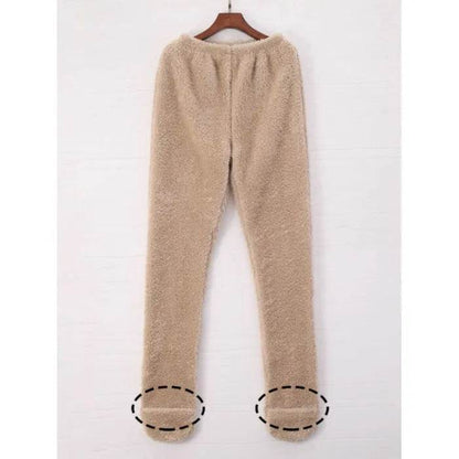 Women Coral Fleece Socks Leggings Winter Warm Sleepwear Ankles Knees Guard Women Home Pants Thick Pajamas Pant