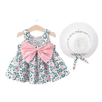 Casual Newborn Baby girl Printed Bow Princess Dress