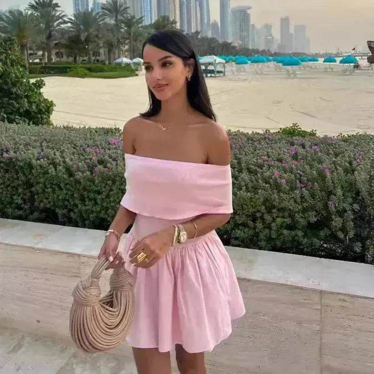 Robe patineuse mini asymétrique pour femmes, style européen et américain, pour les vacances à la plage, les soirées cocktail