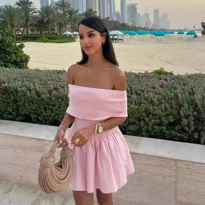 Robe patineuse mini asymétrique pour femmes, style européen et américain, pour les vacances à la plage, les soirées cocktail