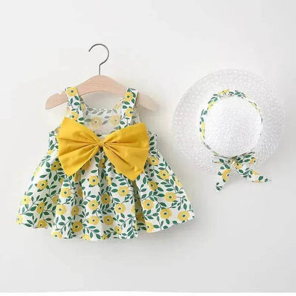 Casual Newborn Baby girl Printed Bow Princess Dress