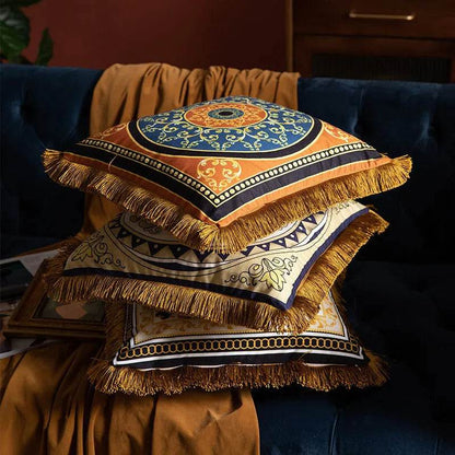 Pillow Sofa High-grade Sense Tassel Light Luxury style-gold rimmed Pillows