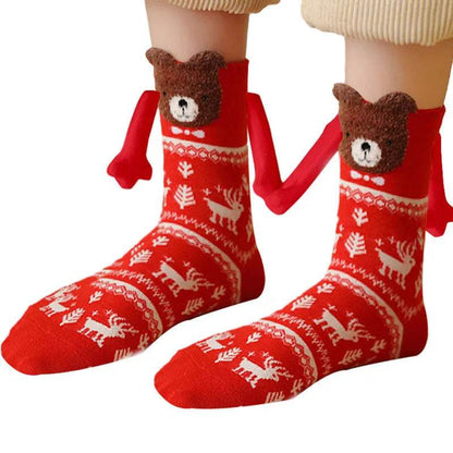 Hand Holding Couple Magnetic Handle Christmas Stockings