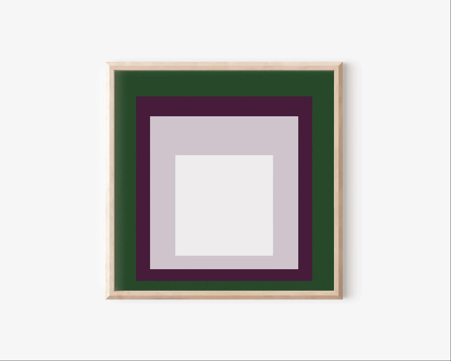 Josef Albers Inspired 'Temple' Giclee Print: Mid-Century Modern Art, Green Purple White