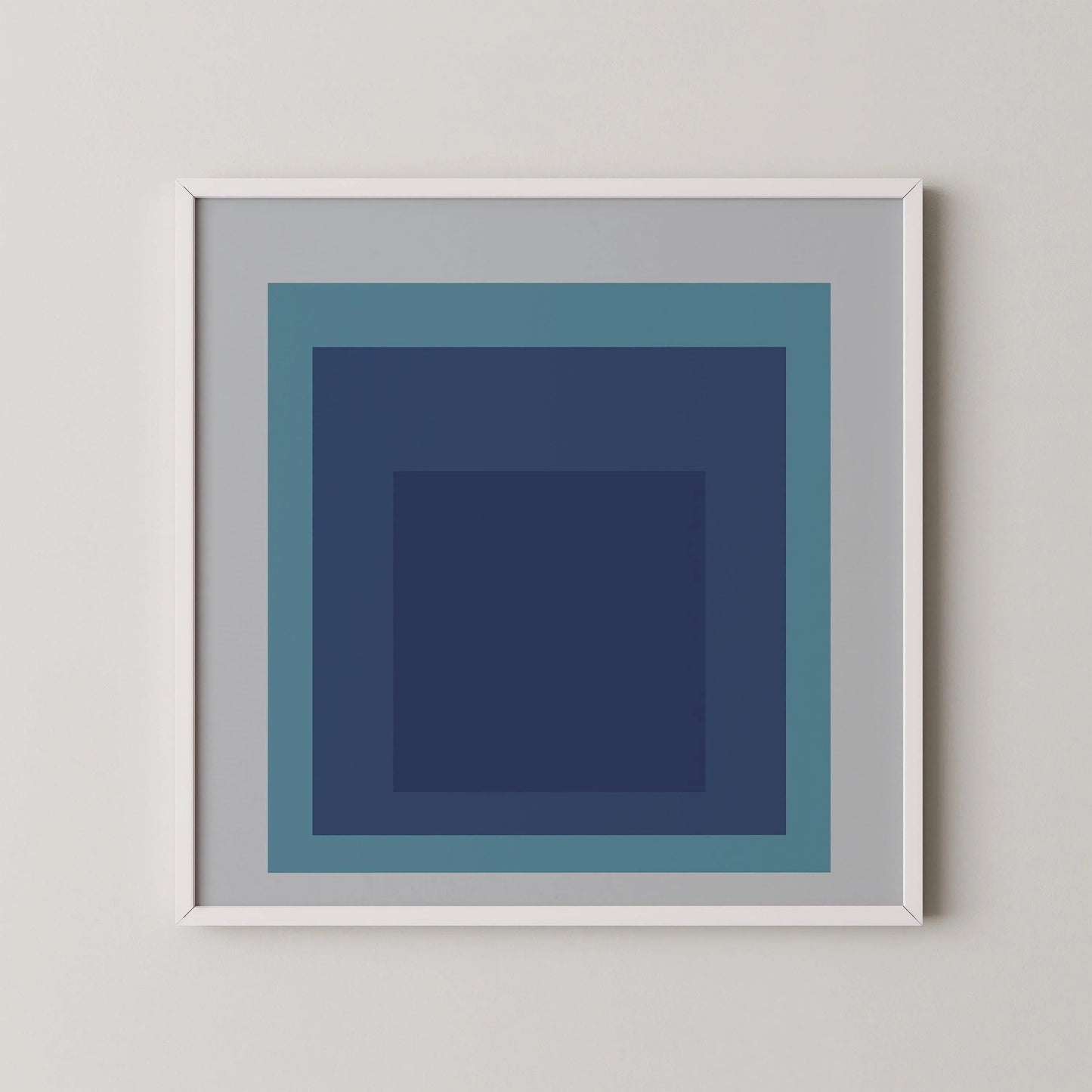 Josef Albers Inspired 'Tide' Giclee Print: Mid-Century Modern Art, Mint Blue