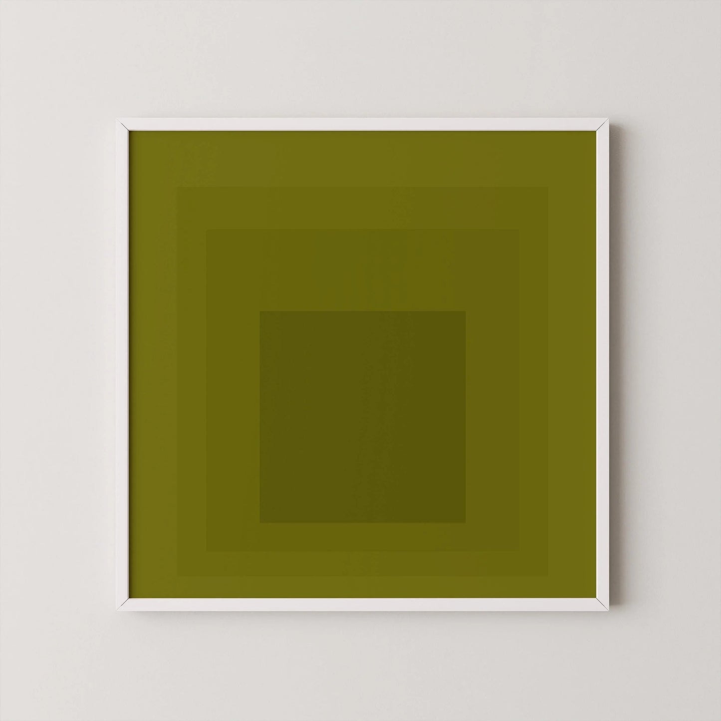 Josef Albers Inspired 'Homage to the Square' Giclee Print Mid-Century Modern Olive Green Art