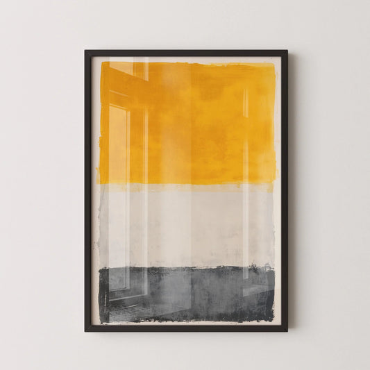 D'après Mark Rothko - Blanc, jaune et gris foncé (Colour Field : IA) | Art abstrait moderne (Disponible encadré à la main ou non encadré)