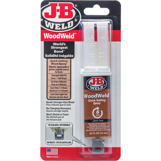 WoodWeld Adhesive, 25 ml, Syringe, Two-Part, Tan