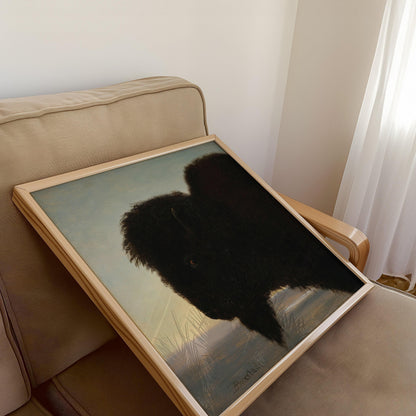 Albert Bierstadt - Bison | Peinture vintage célèbre (disponible encadrée à la main ou non encadrée) 1x1