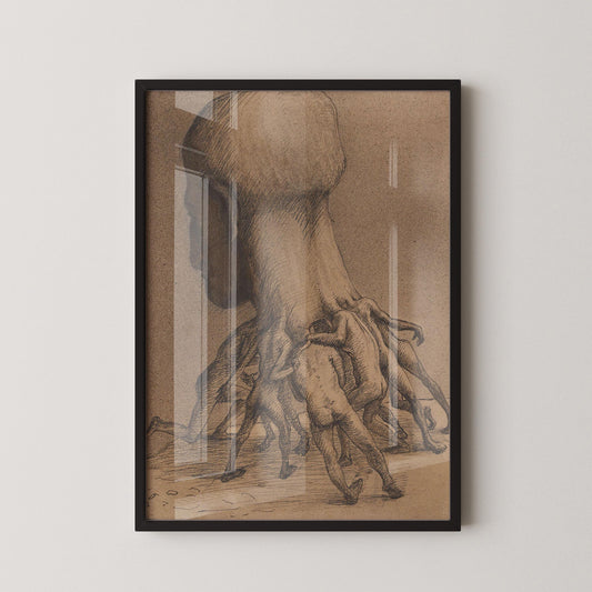 Alfred Kubin - The Great Head | Symbolist Artwork | Vintage Neutral Sketch Art available framed or unframed