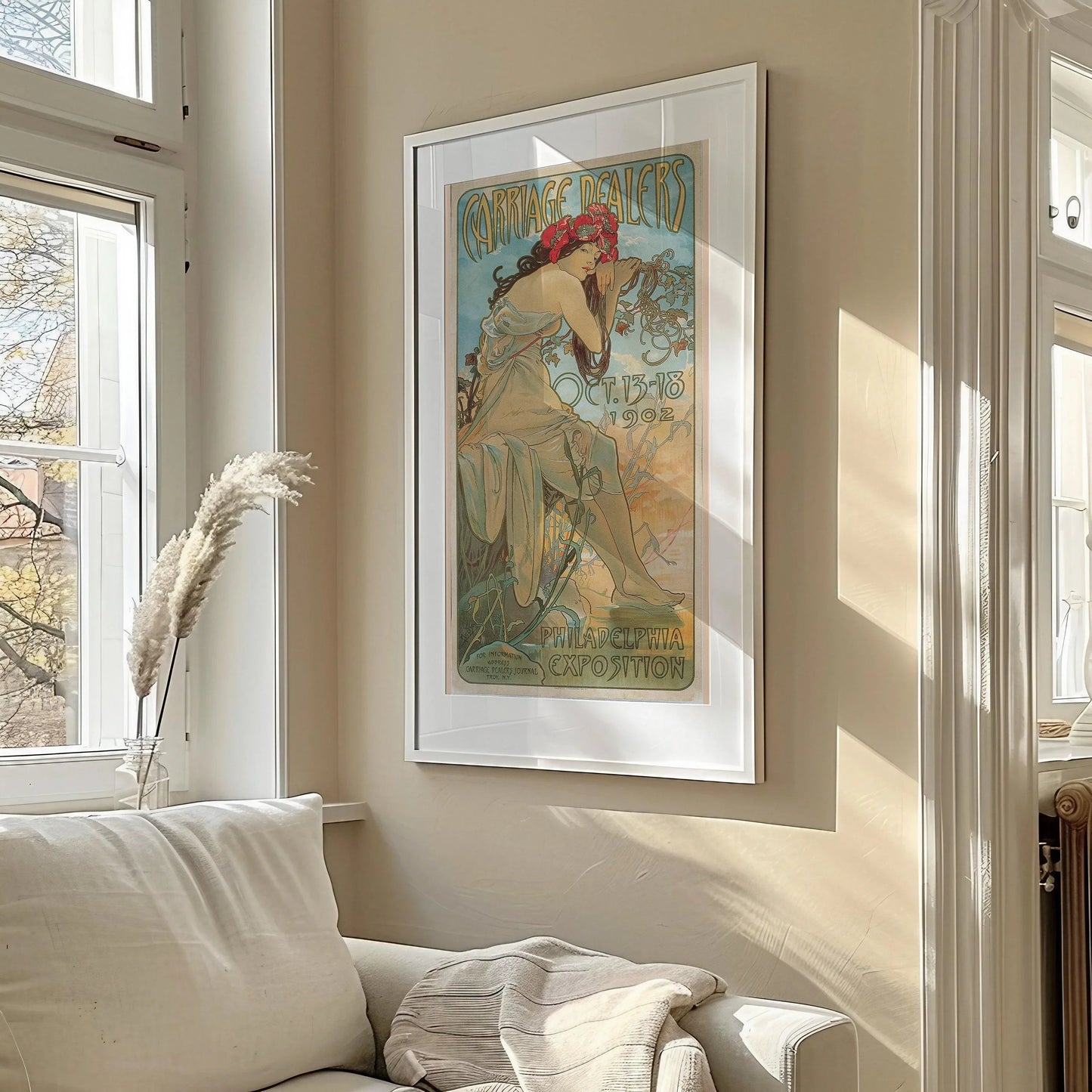 Alphonse Mucha - Carriage Dealers | Vintage Narrow Vertical Art (available handframed or unframed) 2x1