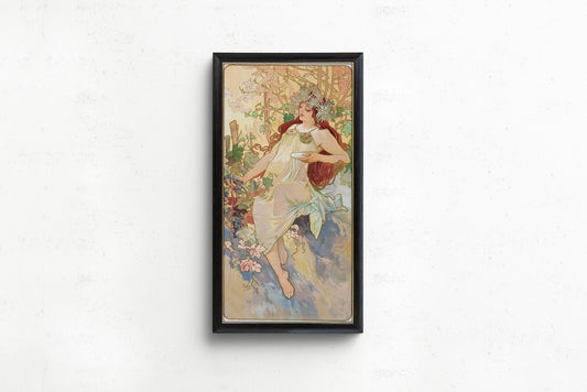 Alphonse Mucha - Les Saisons (L'ete/Summer) | Vintage Narrow Vertical Art (available handframed or unframed) 2x1
