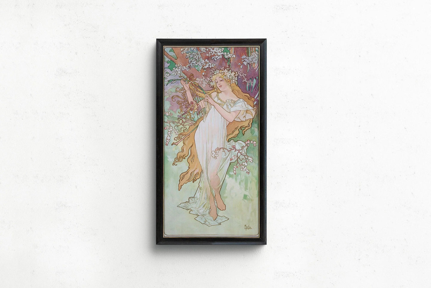 Alphonse Mucha - Les Saisons (Spring/Printemps) | Vintage Narrow Vertical Art (available handframed or unframed) 2x1