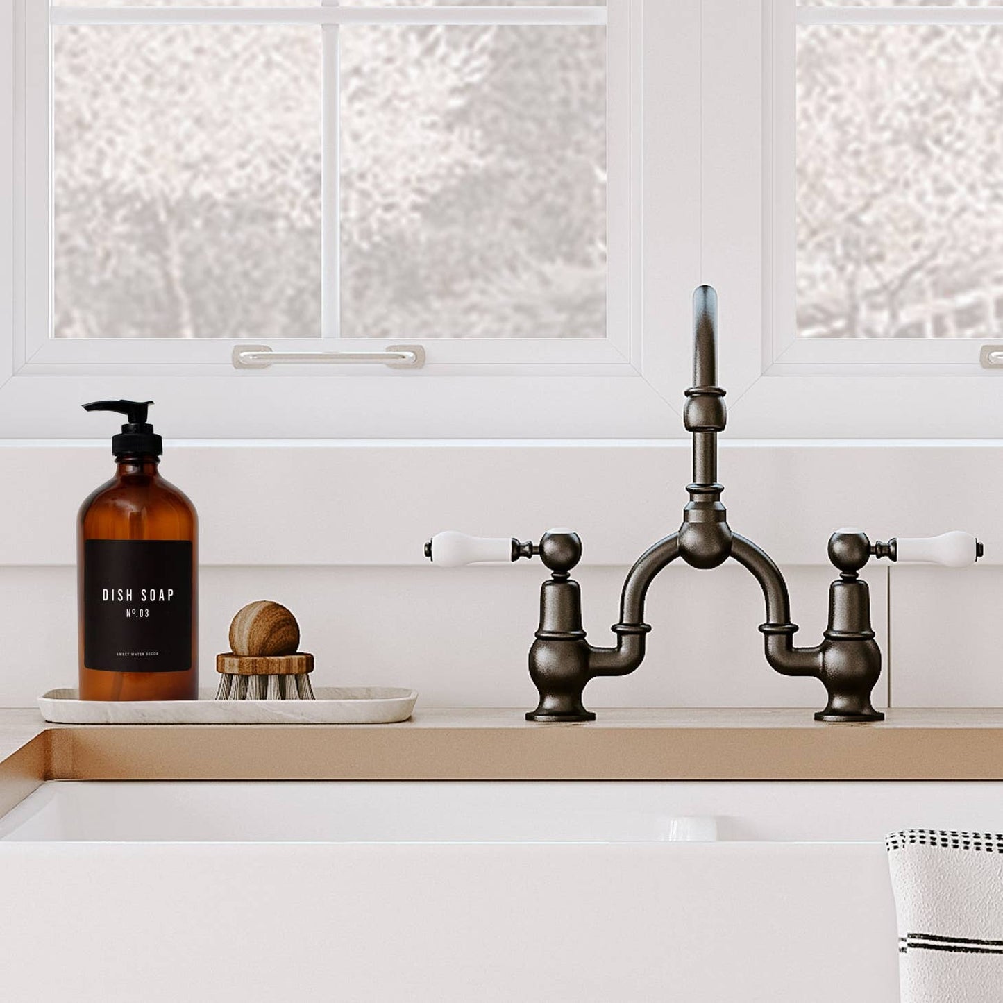 Amber Glass Dish Soap Dispenser