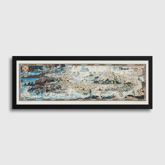 Vintage Fairytale Map Print: Detailed Fairyland Art for Kid's Room