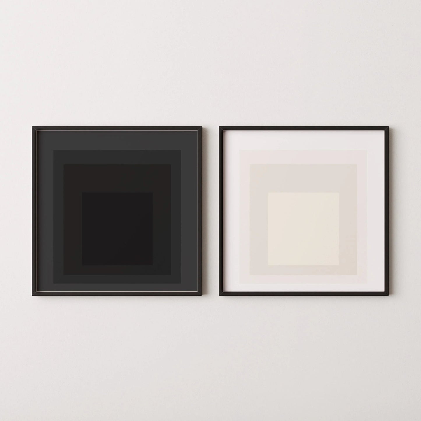 Josef Albers Inspired Art Print Set: Mid-Century Modern Square Duo