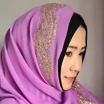 Arab  Chiffon sprinkled gold long scarf