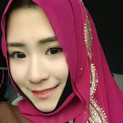 Arab  Chiffon sprinkled gold long scarf