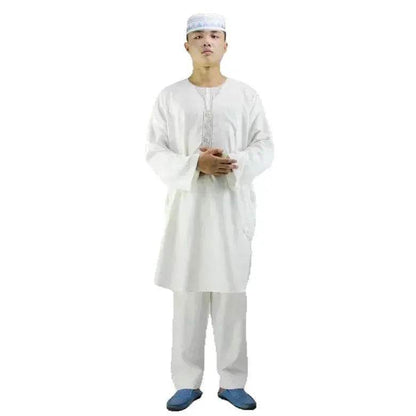 Nouvelle Liturgie Broderie Coton Chanvre Hommes Arabes Costumes Deux Pièces En Gros