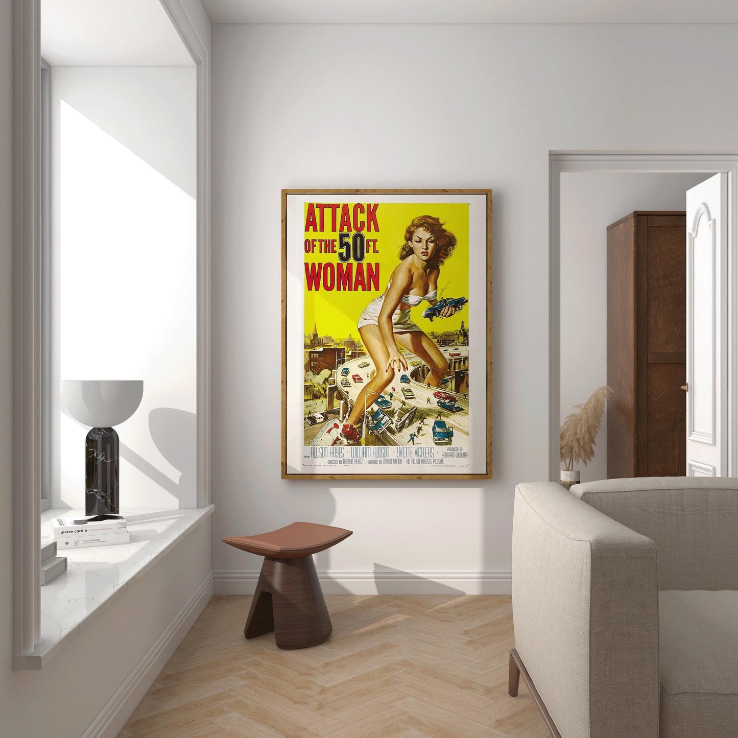 L'attaque de la femme de 50 pieds | Affiche de film vintage (disponible encadrée à la main ou non encadrée)