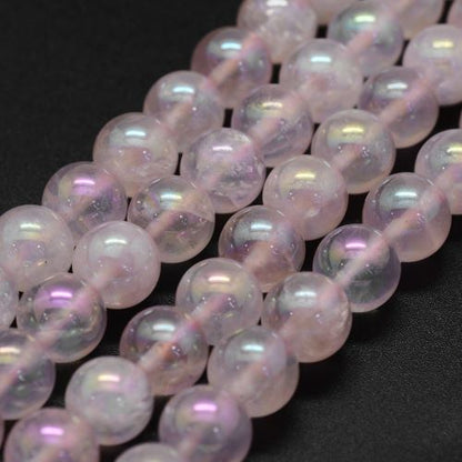 Perles de gemme de quartz rose Aura