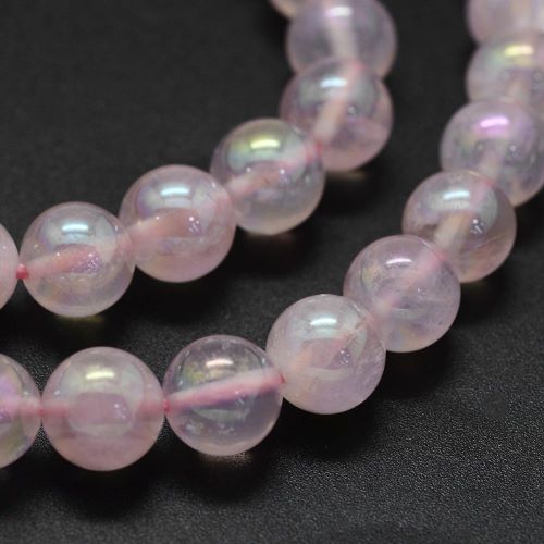 Perles de gemme de quartz rose Aura