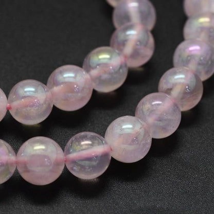 Perles de gemme de quartz rose Aura