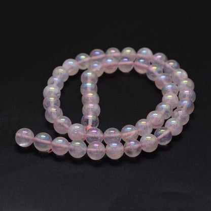 Perles de gemme de quartz rose Aura