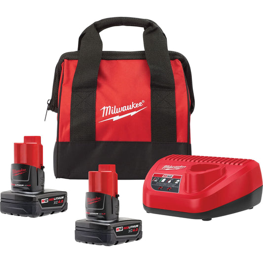 Kit de démarrage batterie et chargeur M12, 12 V, Lithium-Ion