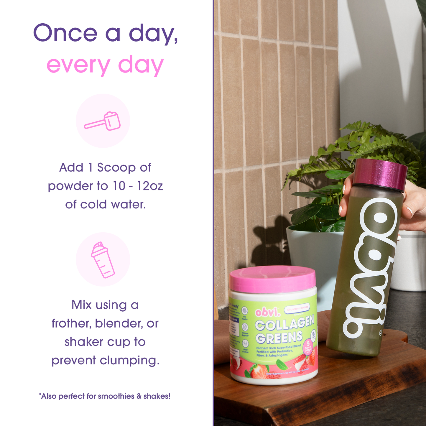 Obvi. Collagen Greens - Strawberry Lychee