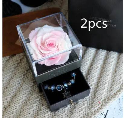 Eternal Flower Rose Jewelry Box for Birthday Presents Valentines Day Wedding Gift Box