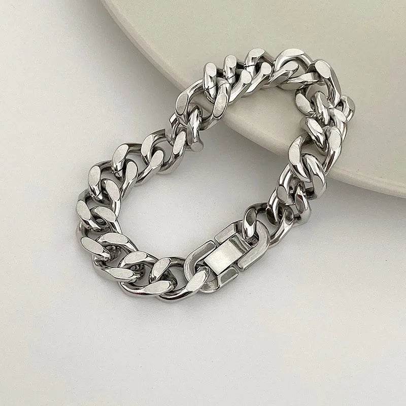 Thick Cuban Link Chain Titanium Steel Necklace Clavicle Chain