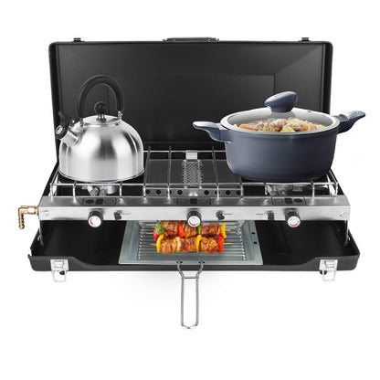 Portable 2 burner Gas Stove propane range camping gas outdoor stove burner