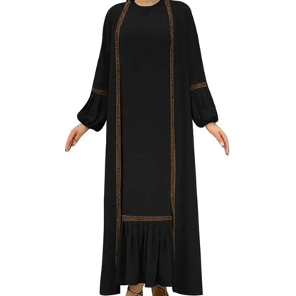 Elegant Two piece for ArabWomen Abaya Underwear dress and Kimono Abaya Open front Abaya for  Middle Easter Arab Dubai Women