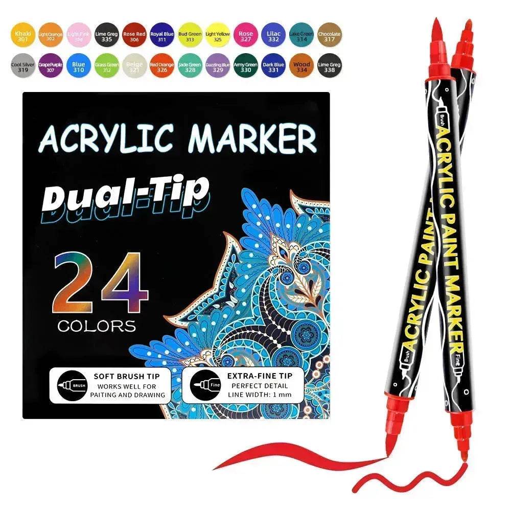 Acrylic Marker Pen Double-headed Stackable Water-based Paint Brush Paint Marker and Highlighter
