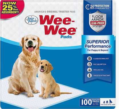 Alèses absorbantes Wee-Wee pour chiens, 100 unités, Original (Chiot) : 22,5" X 23"
