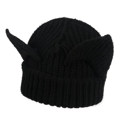 Devil Ears Thickened All Acrylic Knitted Beanie Hat
