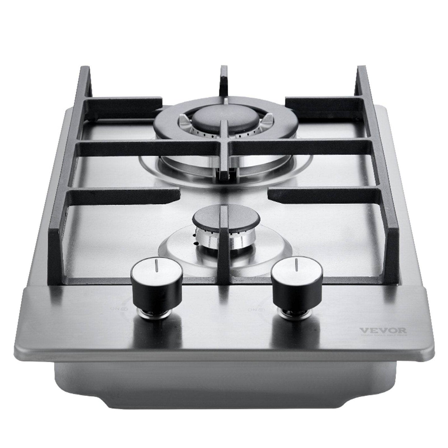 Gas Cooktop 12 Inch, Max 12250BTU 2 Burners Built-in Stainless Steel Gas Stove Top, LPG NG Convertible Dual Fuel Natural Gas Hob With Thermocouple Protection