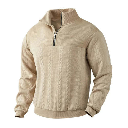 Casual Autumn Winter Half Zip Stand Collar Pullover Sweater top  Men