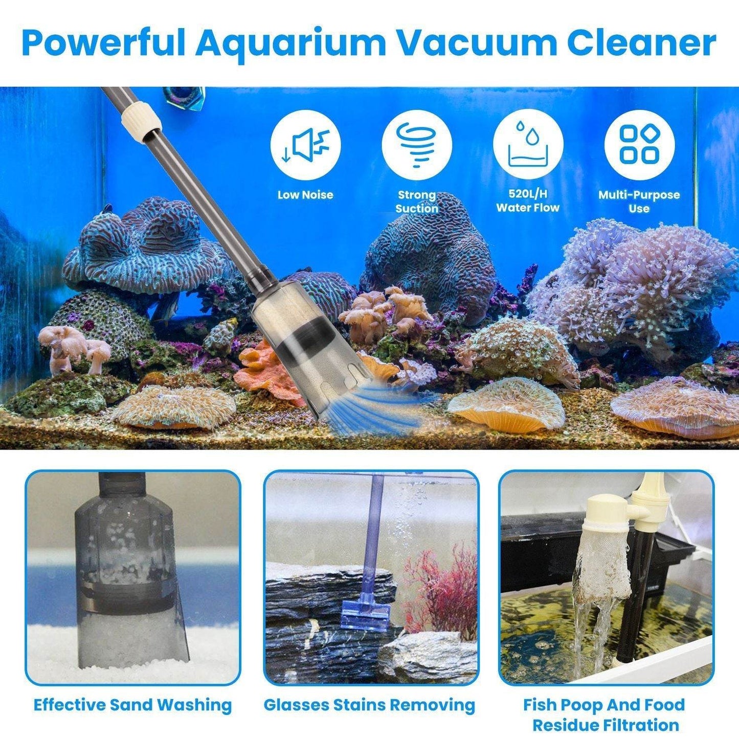 Powerful Electric Aquarium Vacuum Gravel Cleaner